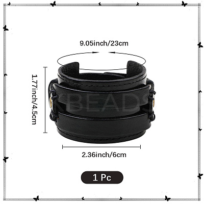 1Pc Cowhide Cord Wide Cord Bracelets BJEW-CL0001-07A-1