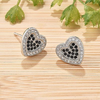 Brass Micro Pave Cubic Zirconia Stud Earrings for Women EJEW-G428-11P-01-1