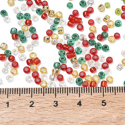 4 Colors Christmas 8/0 Glass Round Seed Beads SEED-X0058-01A-1