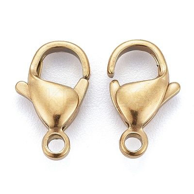 Ion Plating(IP) 304 Stainless Steel Lobster Claw Clasps STAS-H353-D-02G-1