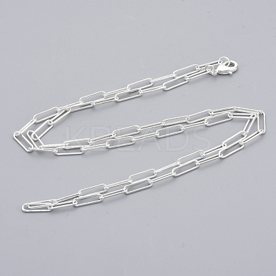 Brass Round Oval Paperclip Chain Necklace Making MAK-S072-04B-S-1