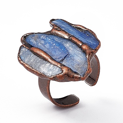 Irregular Natural Kyanite Open Ring RJEW-D077-02AB-1