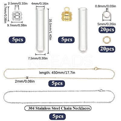 60Pcs 6 Styles Clear Glass Wish Bottle Pendants Set GLAA-SC0002-31-1