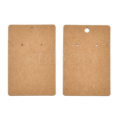 Rectangle Kraft Paper One Pair Earring Display Cards with Hanging Hole CDIS-YWC0001-02-1