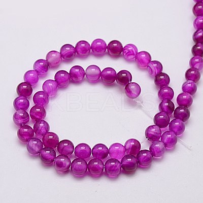 Natural Agate Beads Strands G-G583-6mm-M-1