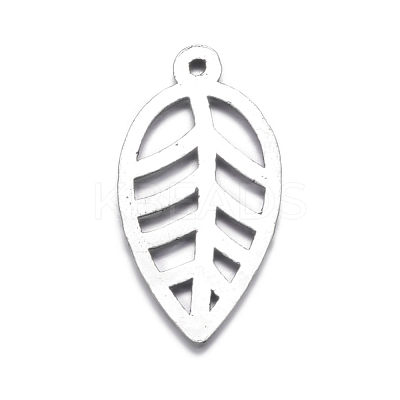 Antique Silver Alloy Leaf Pendants X-TIBEB-A101914-AS-LF-1