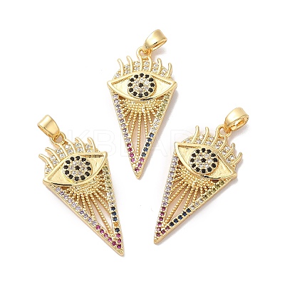 Brass Micro Pave Colorful Cubic Zirconia Pendants KK-E068-VA226-2-1