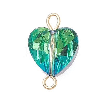Transparent Glass Heart Links Connector Charms PALLOY-JF04196-1