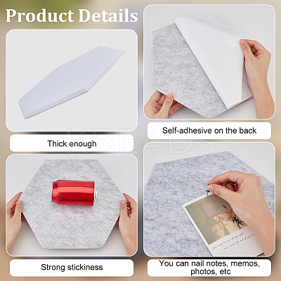 8Pcs 4 Colors Hexagon Sound-absorbing Felt Board AJEW-FG0004-70-1