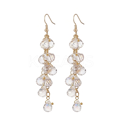 Glass Teardrop Cluster Dangle Earrings EJEW-JE05215-1