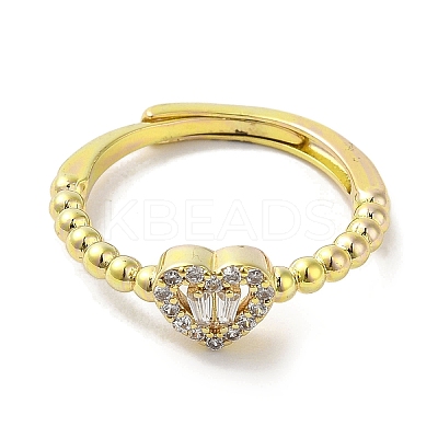 Rack Plating Brass Micro Pave Cubic Zirconia Adjustable Rings RJEW-H228-02G-02-1