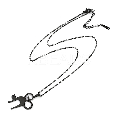 Halloween Series 202 Stainless Steel Cable Chain Cat Shape Pendant Necklaces LS-NJEW-S005-01B-E-1