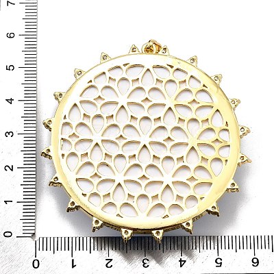 Rack Plating Brass Micro Pave Cubic Zirconia Glue Photographic Paper Pendants KK-D343-02G-1