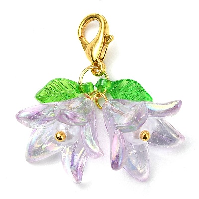 6Pcs 6 Colors Flower Acrylic Pendant Decorations HJEW-JM02719-01-1