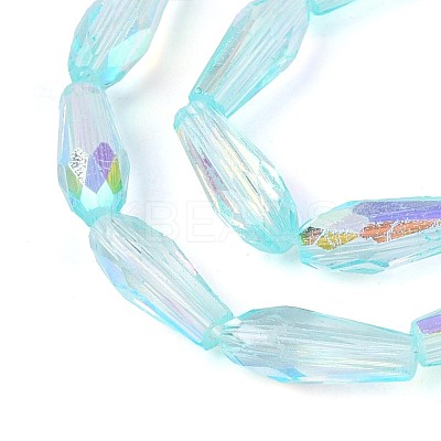 AB Color Plated Transparent Glass Teardrop Beads Strands EGLA-T029-08C-1