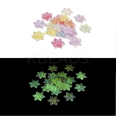 Christmas Snowflake UV Plating Luminous Rainbow Iridescent Acrylic Beads LACR-R001-07A-1