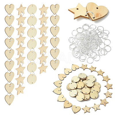 50Pcs Undyed Wood Connector Charms WOOD-FS0001-12B-1
