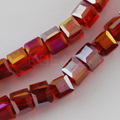 Electroplate Glass Beads Strands EGLA-R030-8x8mm-04-1
