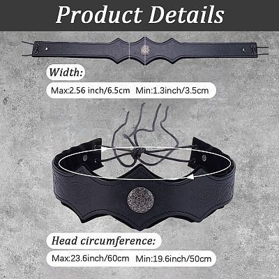 PU Leather & Alloy Headbands Hair Accessories for Women Girls OHAR-WH20009-02B-03-1