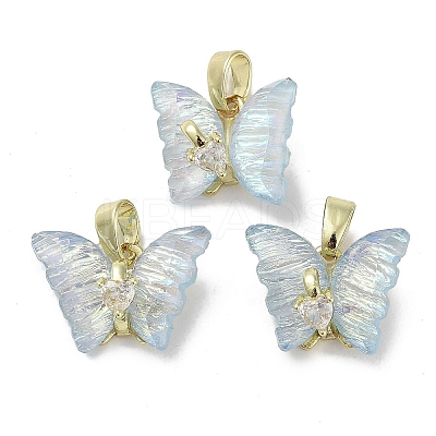 Real 18K Gold Plated Rack Plating Brass Micro Pave Cubic Zirconia Pendants KK-R161-06G-07-1