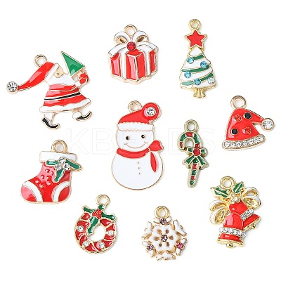 20Pcs 10 Styles Christmas Alloy Enamel Pendants ENAM-CJ0004-49-1