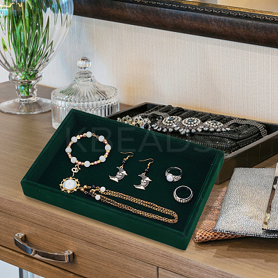 Rectangle Wood Covered with Velvet Jewelry Display Trays AJEW-WH0332-26-1