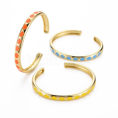 Hamsa Hand Enamel Cuff Bangle BJEW-S141-010-1
