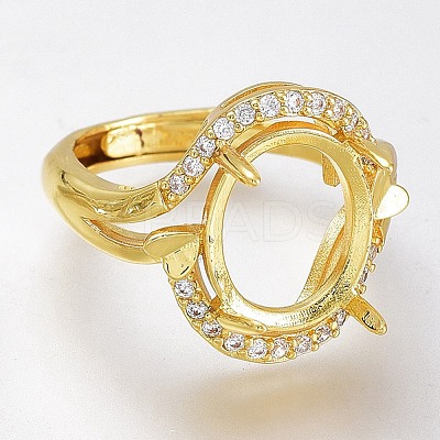 Adjustable Brass Micro Pave Clear Cubic Zirconia Finger Ring Components ZIRC-I049-21G-1