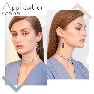 4Pairs Bullet Natural Mixed Stone Pendant Hoop Earrings for Girl Women EJEW-UN0001-79-1