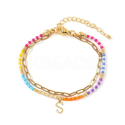 304 Stainless Steel Letter Charm Double-layered Bracelets VG5038-19-1
