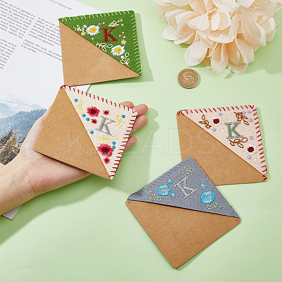 4Pcs 4 Style Felt Embroidery Bookmarks FIND-HY0003-46K-1