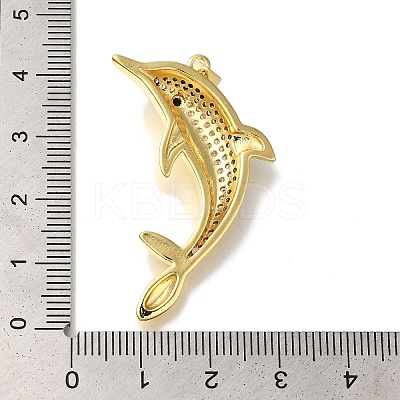 Dolphin Rack Plating Brass Micro Pave Cubic Zirconia Pendants KK-U019-26G-1