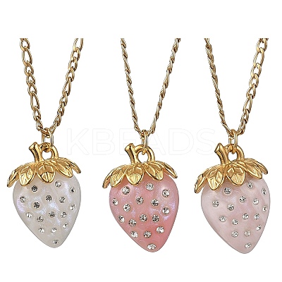 3Pcs Acrylic Rhinestone Pendant Necklaces NJEW-JN05442-1