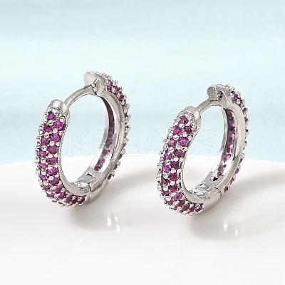 Brass Micro Pave Cubic Zirconia Hoop Earrings KK-CBA8324-24P-02-1