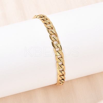 304 Stainless Steel Curb Chain Bracelets for Women BJEW-G757-14G-1