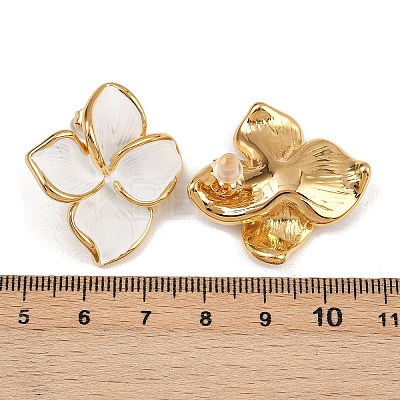 304 Stainless Steel Enamel Flower Stud Earrings EJEW-A138-02G-1
