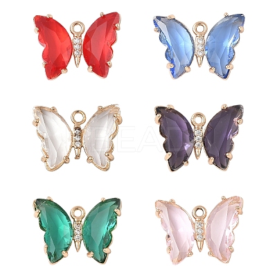 12Pcs 6 Colors Glass Pendants GLAA-YW0004-62-1