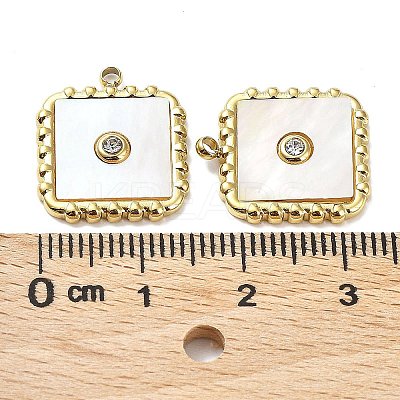 Ion Plating(IP) 304 Stainless Steel Pave White Shell Pendants STAS-Q254-36G-1