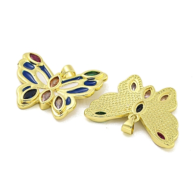 Brass Enamel with Glass Pendants KK-R159-17G-01-1