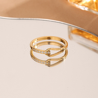 304 Stainless Steel Micro Pave Clear Cubic Zirconia Finger Rings FS-WG74BF6-05-1