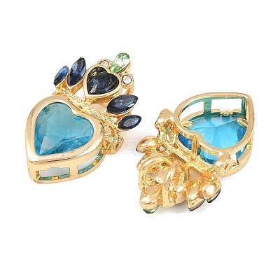 Brass with Glass Rhinestone Pendants KK-G552-05G-1
