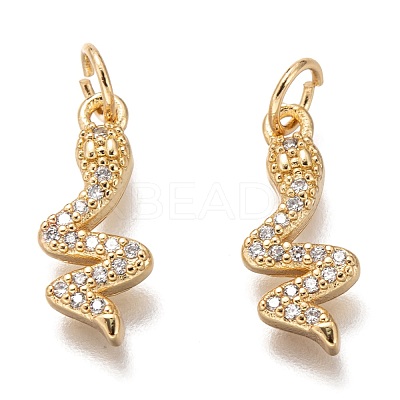 Brass Micro Pave Clear Cubic Zirconia Pendants ZIRC-C020-37G-1