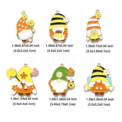 12Pcs 6 Styles Bees Theme Alloy Enamel Pandants FIND-FP0002-92-1