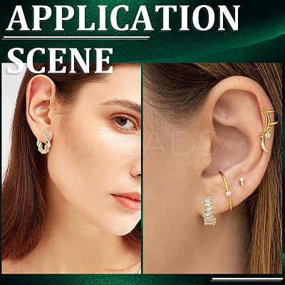 4 Pairs 4 Style Clear Cubic Zirconia Rectangle & Twist Rope Shape Hoop Earrings EJEW-BBC0001-18-1
