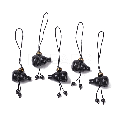 Natural Obsidian Pendant Decoration HJEW-B004-02-1