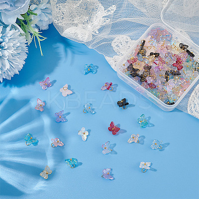 100Pcs Transparent Glass Butterfly Charms FIND-HY0003-79-1