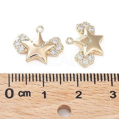 Brass with Clear Cubic Zirconia Charms KK-G474-02G-1