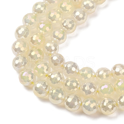 Electroplated Natural Agate Beads Strands G-B191-A07-8mm-02-1