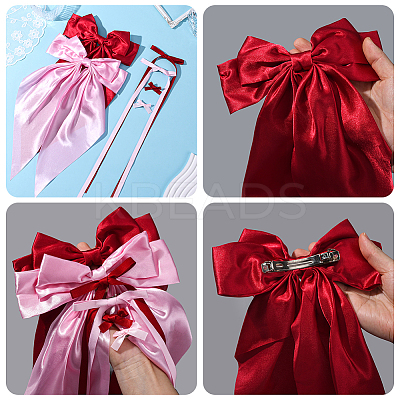 6 Styles Bowknot Polyester Hair Barrettes PHAR-SP0001-22B-1