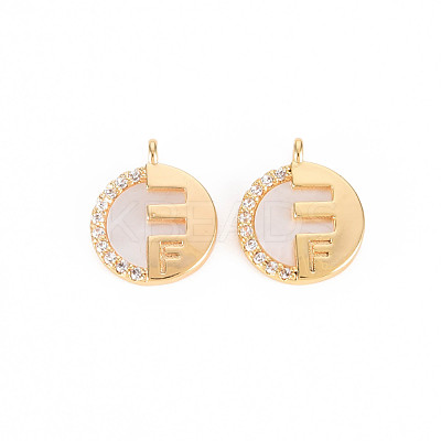 Brass Micro Pave Clear Cubic Zirconia Charms KK-T062-162G-NF-1